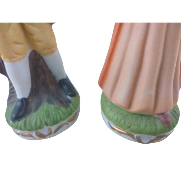 Vintage Flambro Colonial Figurine Set Man & Woman Musician Porcelain Pair 6" - Picture 8 of 16
